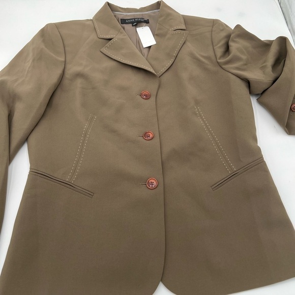 Anne Klein Suit Blazer Light Beige Women's Size 12P Three Button Career Wear Jac - Picture 9 of 13